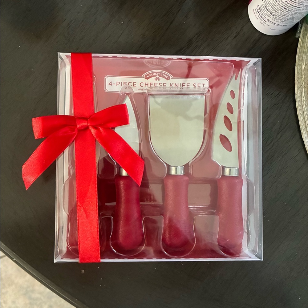 Holiday Time Red 4-Piece Cheese Knife Set